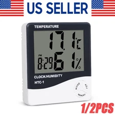 THERMOMETER INDOOR Digital LCD Hygrometer Temperature Humidity Meter Alarm Clock