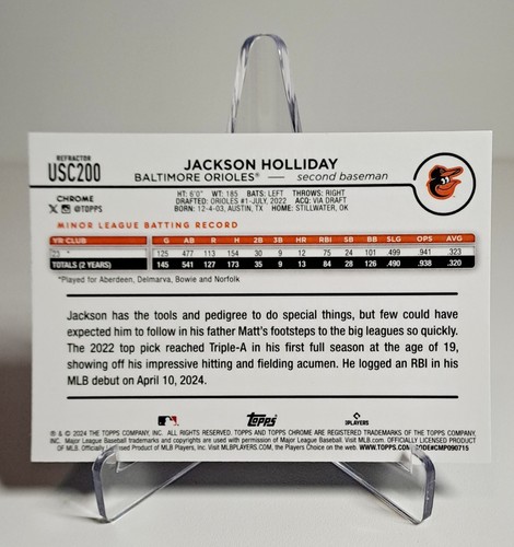 2024 Topps Update Series JACKSON HOLLIDAY RC Refractor #US50 Baltimore Orioles - Bild 2 von 2