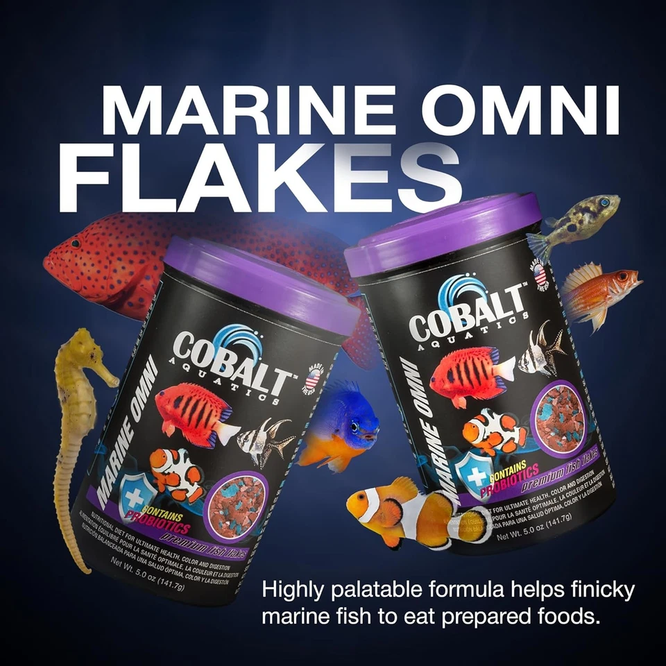 Cobalt Aquatics Marine Omni Flakes - Comida para peces con calamar, salmón y espirulina 5 oz Foto 4 de 4