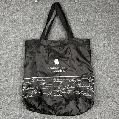 Smithsonian Institution Zip Tote Bag Black White Graphic Reusable Shopping