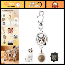 Pet Memorial Keychain - 2-in-1 Cat Hair Photo Locket, Cremation Jewelry for Ca