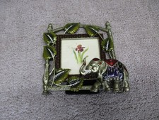 Hobby Lobby Elephant Jungle Enamel Metal Picture Frame Rhinestones 3x3