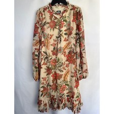 Vince Camuto Ivy Floral Ruffle Hem Long Sleeve Shift Dress Size 16 NEW Boho