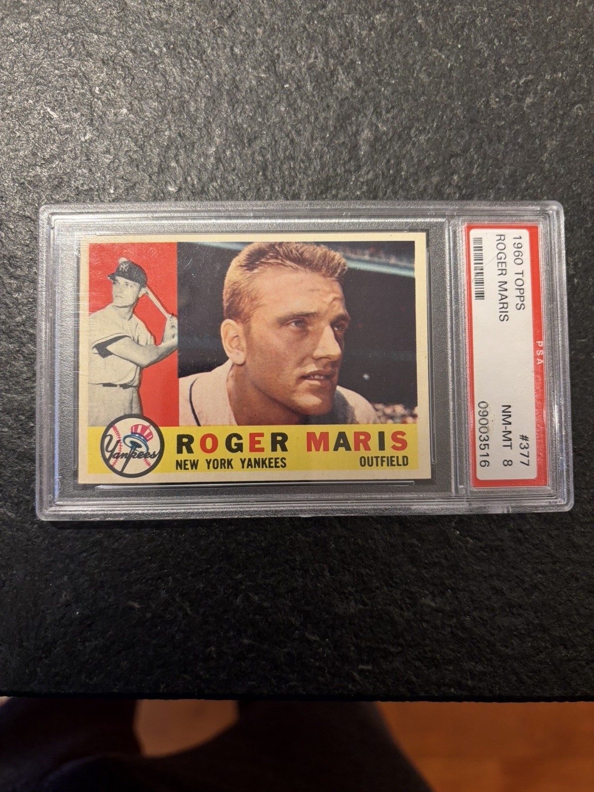 1960 TOPPS #377 ROGER MARIS YANKEES PSA 8