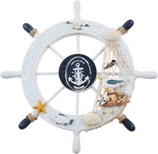 Boat Steering Wheel Decor - 11 Inch Wooden Rudder Wall Decoration Steering Wheel Boat Steering Wheel Decor - 11 Inch Wooden Rudder Wall Decoration Steering Wheel