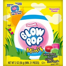 2oz Bag CHARMS BLOW POP Minis Watermelon  Blue Razz  Sour Apple  Easter Candy