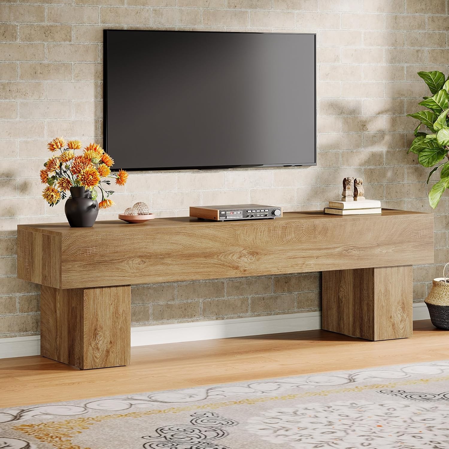 For 55/60/65/70 Inch Tv, Farmhouse Console Table For Living Room