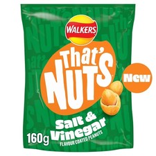 8 Packs That’s Nuts Walkers Salt & Vinegar Sharing Coated Peanuts 8x 160g
