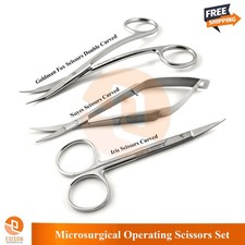 Microsurgical Operating Scissors Set Goldman Fox, Noyes, Iris Curved Scissors