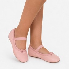 Stelle Girls Pink Leather Full Sole Ballet Slippers Shoes Size 10MT Toddler