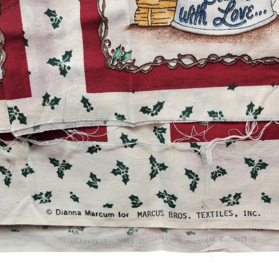Paneles de tela navideños vintage Dianna Marcum Marcus Bros Santa Holly Foto 2 de 4