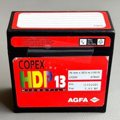 Agfa Copex HDP 13 microfilm 35mm B&W FILM 100' BULK ROLL *FREEZER STORED*
