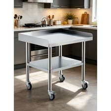 Mobile Heavy Duty Stainless Steel Prep Work Table with Rolling Wheels