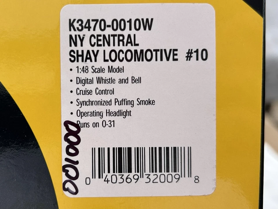 O K-Line K3470-0010W NY Central Shay Locomotive #10 - (BRAND NEW) - Image 2 of 4