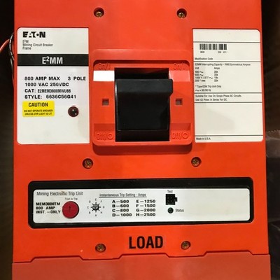 Eaton Mining Circuit Breaker Frame 800 Amp Max 1000VAC 250VDC - E2MEM3800MWU66