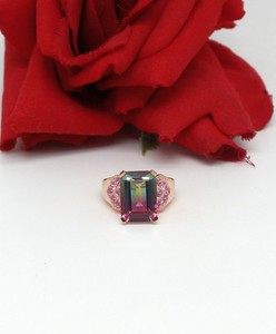 Sterling Silver Rose Gold Vermeil Gemstone Ring Size 6 6.82g CAT RESCUE