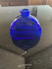 Antique Cobalt Blue Ink Bottle Poison ? 10 oz six sided arched ground inner top
