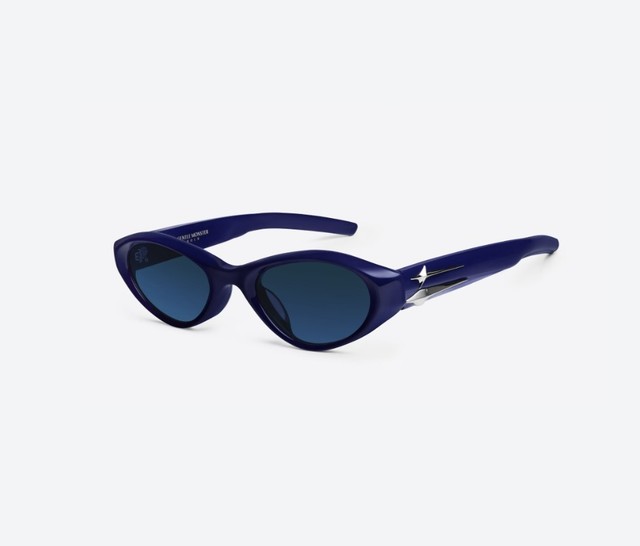 Gentle Monster Eq BL6 Blue Cat Eye Sunglasses Blue Mirror Lenses