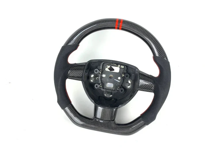 PARA FORD FOCUS MK2/ST 2005-2012 VOLANTE DE FIBRA DE CARBONO REAL Y CUERO Foto 2 de 4
