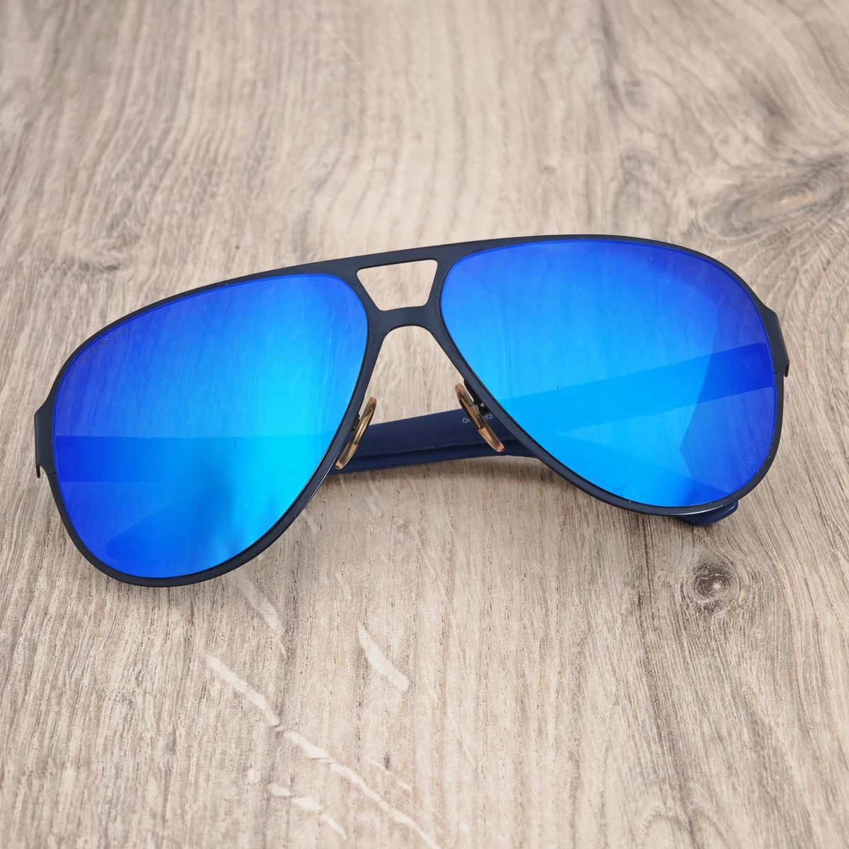 GUCCI GG 2252/S Blue Mirror Aviator Sunglasses Made in Italy