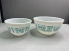Pyrex Butter Print Amish 402 & 401 Nesting Mixing Bowls Turquoise vintage USA