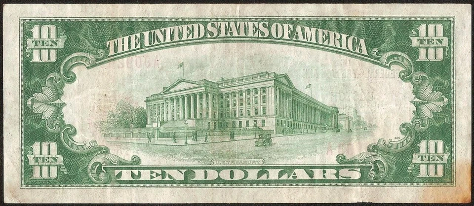 1929 $10 DOLLAR BILL BROWN SEAL BANK NOTE OLD PAPER MONEY NATIONAL CURRENCY - Image 2 of 2