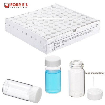 100PCS 20mL Scintillation Vial Cone Shaped Liner Counting Vials Glass Vials New