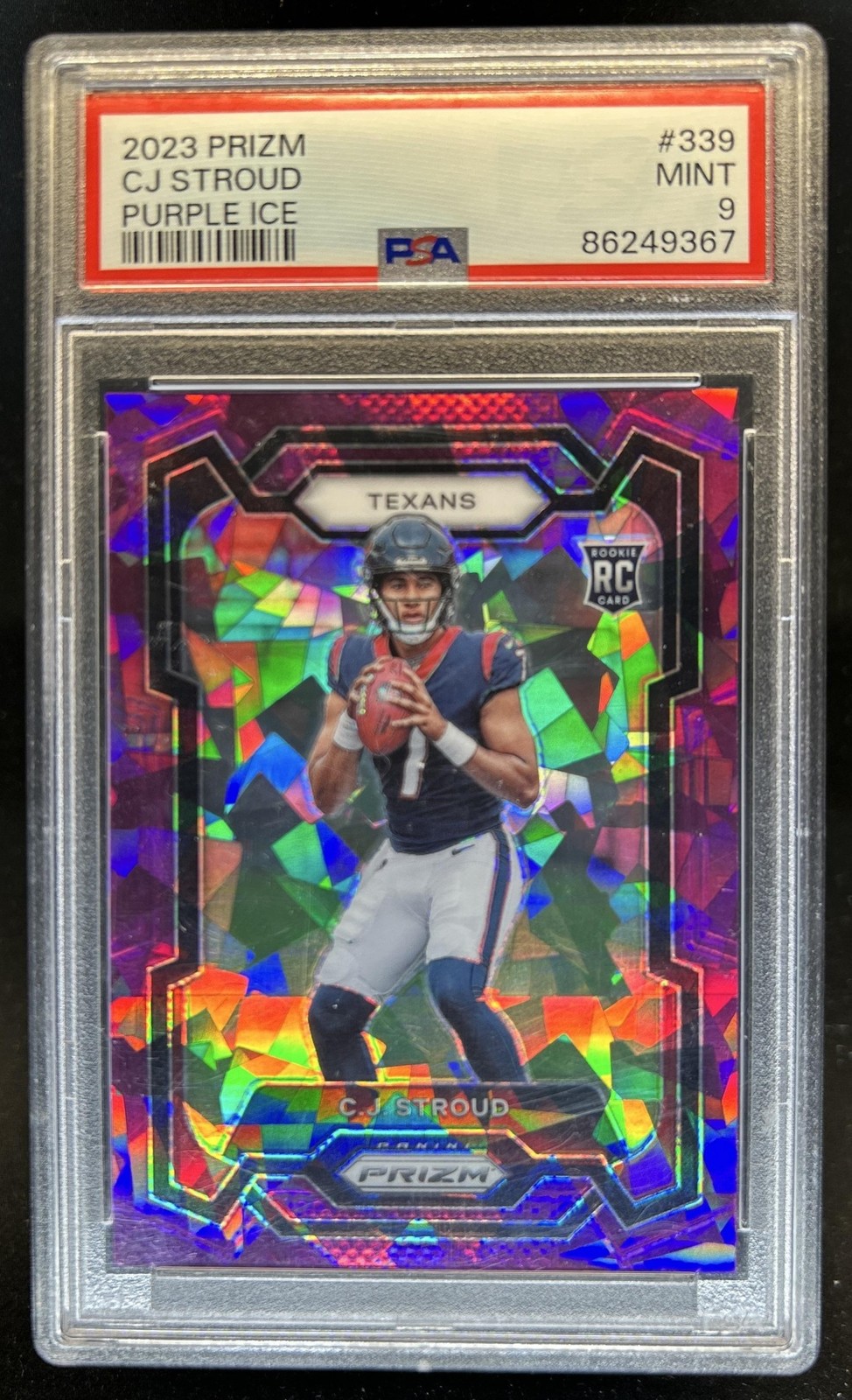 2023 Panini Prizm C.J. Stroud RC Purple Ice Rookie #/225 Texans PSA 9