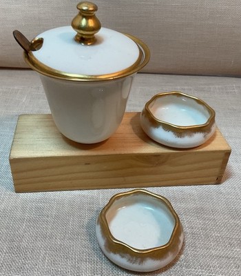 Antique American Belleek Lenox Open Salt Cellars Lidded Cellar Lot Of 3