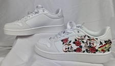 Ed Hardy Court T Womens 9 White Skull Rose Love Eternal Tattoo Sneakers NWOB