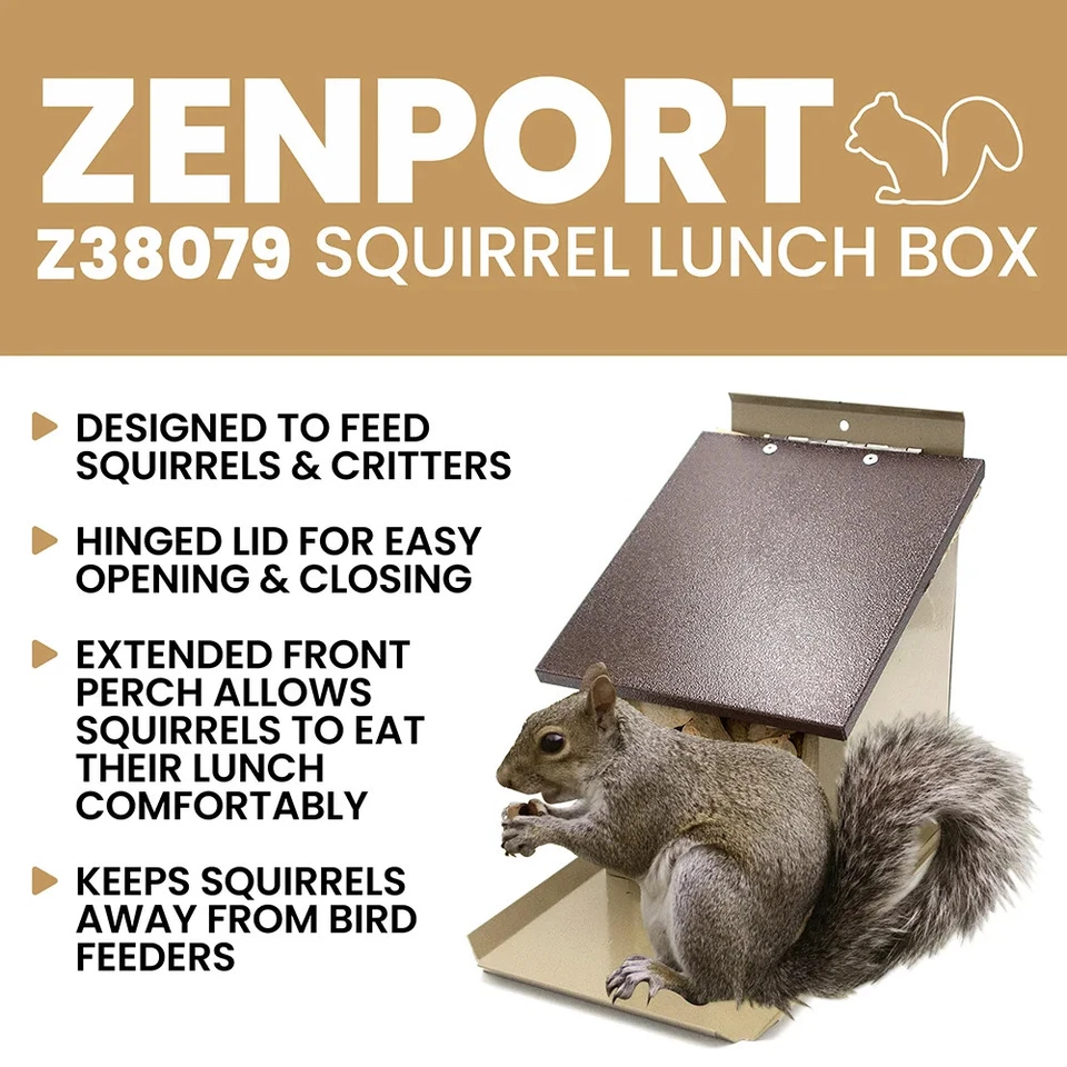 Zenport Z38079 Squirrel Lunch Box Hopper Feeder, Beige - 3 Pack - Image 2 of 4