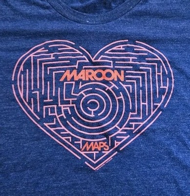 Maroon 5 Maps Adam Levine Rock Band T-Shirt Size Women's XL