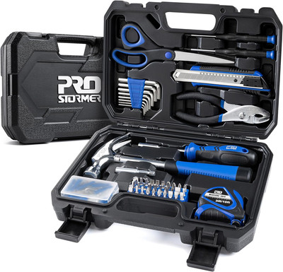 Prostormer 93-Piece Tool Kit, Basic Household Repair Set with Black+blue 