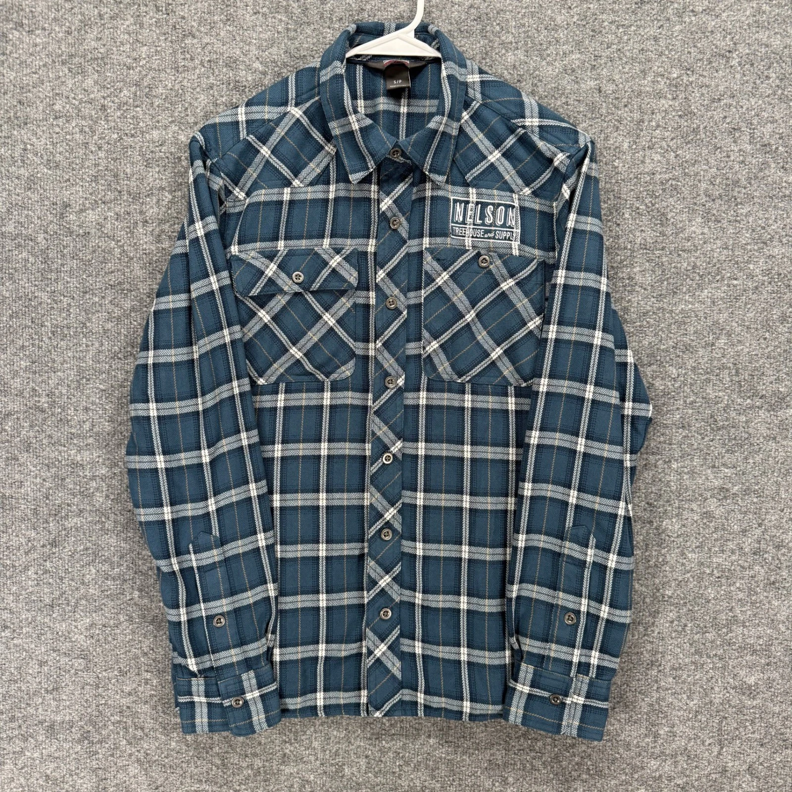 Outdoor Research Flannel Shirt Mens Small Blue Plaid Hiking Gorpcore Pocket
