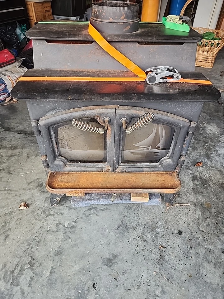 Lopi modelo 520 1984 estufa de leña con piezas de chimenea Foto 4 de 4