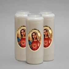 3 x Sacred Heart of Mary 9 day candle, Religious, Devotional, Church Grave light