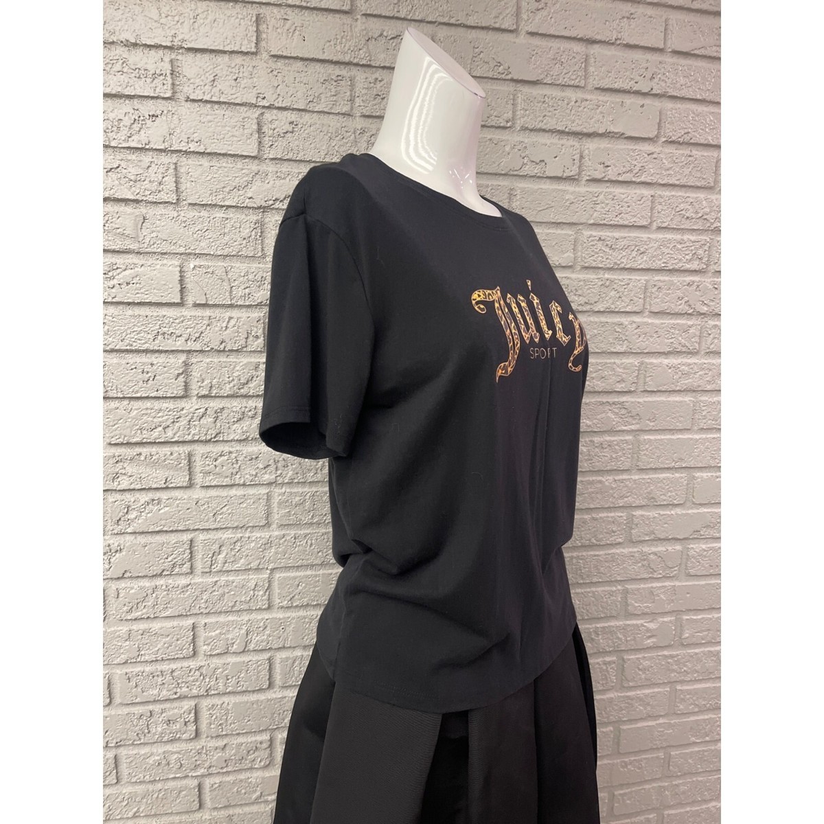 Juicy Couture JUICY Sport Leopard Graphic Black Short Sleeve