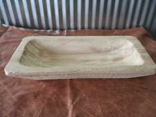 Carved Wooden Dough Bowl Primitive Wood Trencher Tray Rustic Home Decor 12"