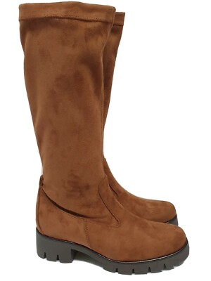 Gabor Baku weiche Textil Stretch Kniehohe Stiefel in Whisky Gr. UK 3 USS