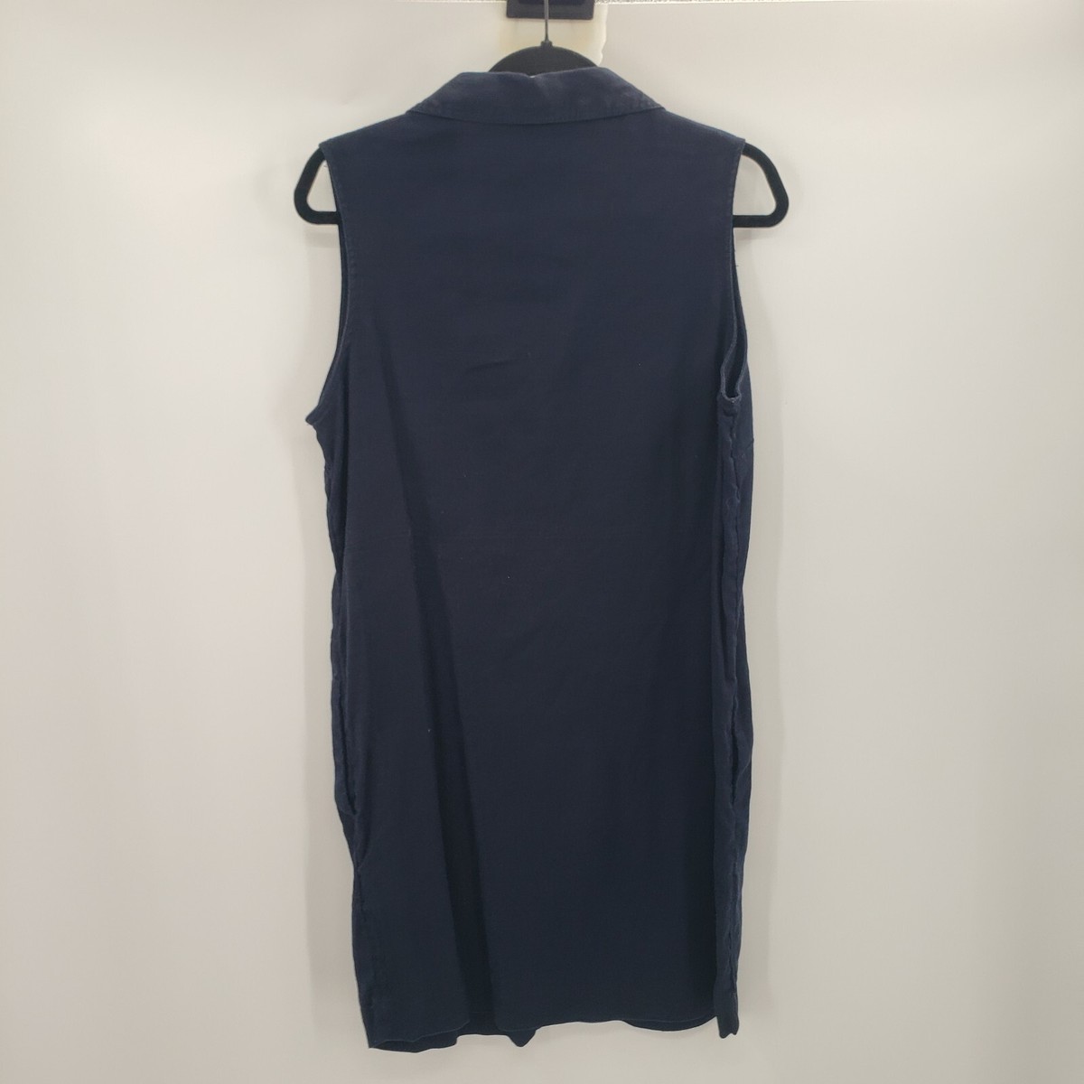 Tahari Blue Linen Shift Dress Womens Size 10 Pockets Shift Collared V Neck  | eBay