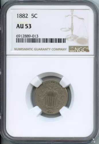 NGC - Shield Nickel - 5c - 1882 - AU - 53