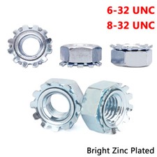 6-32 8-32 UNC K Lock Nuts External-Tooth Lock Washer Steel Bright Zinc Plated