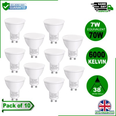 7W GU10 LED kaltweiße Leuchtmittel, 6000K - Energiesparglühbirnen in UK