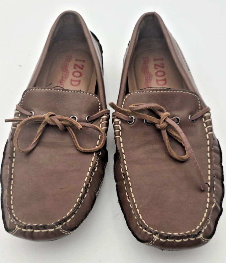 Izod Burton Men's Brown Driving Loafer Style Shoes Leather