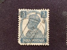 INDIA 1941-1943 KING GEORGE VI DEFINITIVES THREE PAISAS SLATE BLUE USED KGVI 3PS