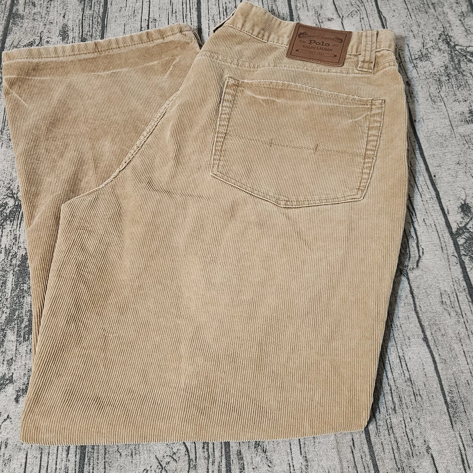 Polo Ralph Laruen Preppy Corduroy Pants 38x30 Beige Pants Trousers Vtg - Image 3 of 4
