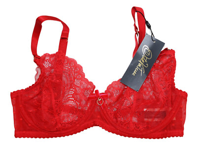 Dita Von Tesse 32D Lace Underwire Fiamma w/Heart Charm Women's Bra NWT Rose Red