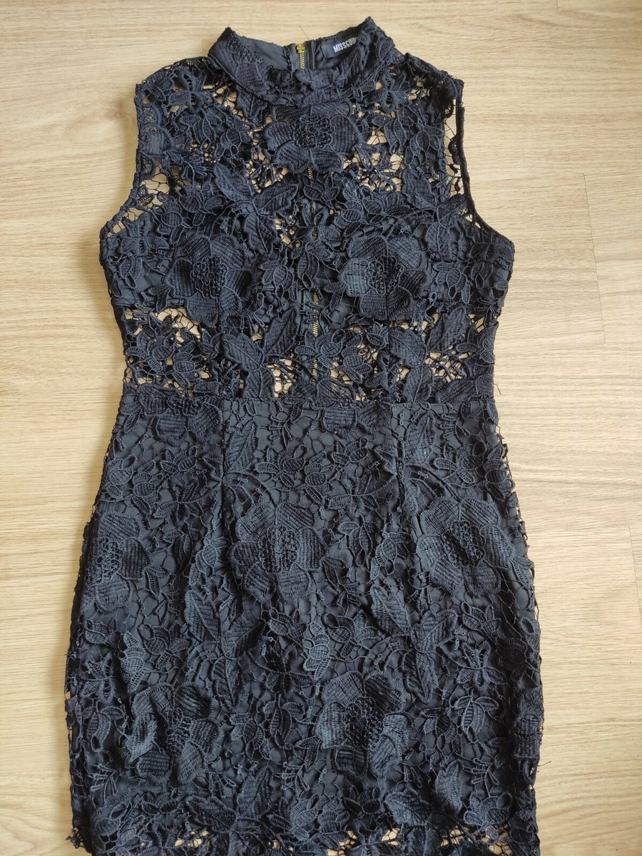 Missguided Black Lace Dress UK 12- 14