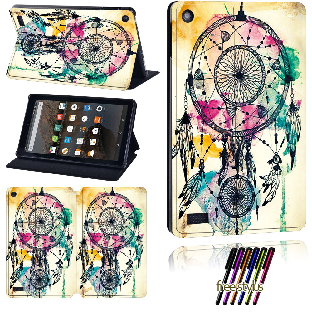 NLZQTTBD Étui Pour Tablette Fire HD 8 (8e/7e/6e Génération, Sortie 2018/2017/2016) 8" En Cuir PU Fin Réglable Avec Fonction Veille/réveil Automatique - Crâne De Feu Et De Glace