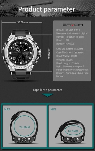 Multi-Function Analog-Digital Men's Watch - Waterproof Military Style Big Face - Picture 8 of 8